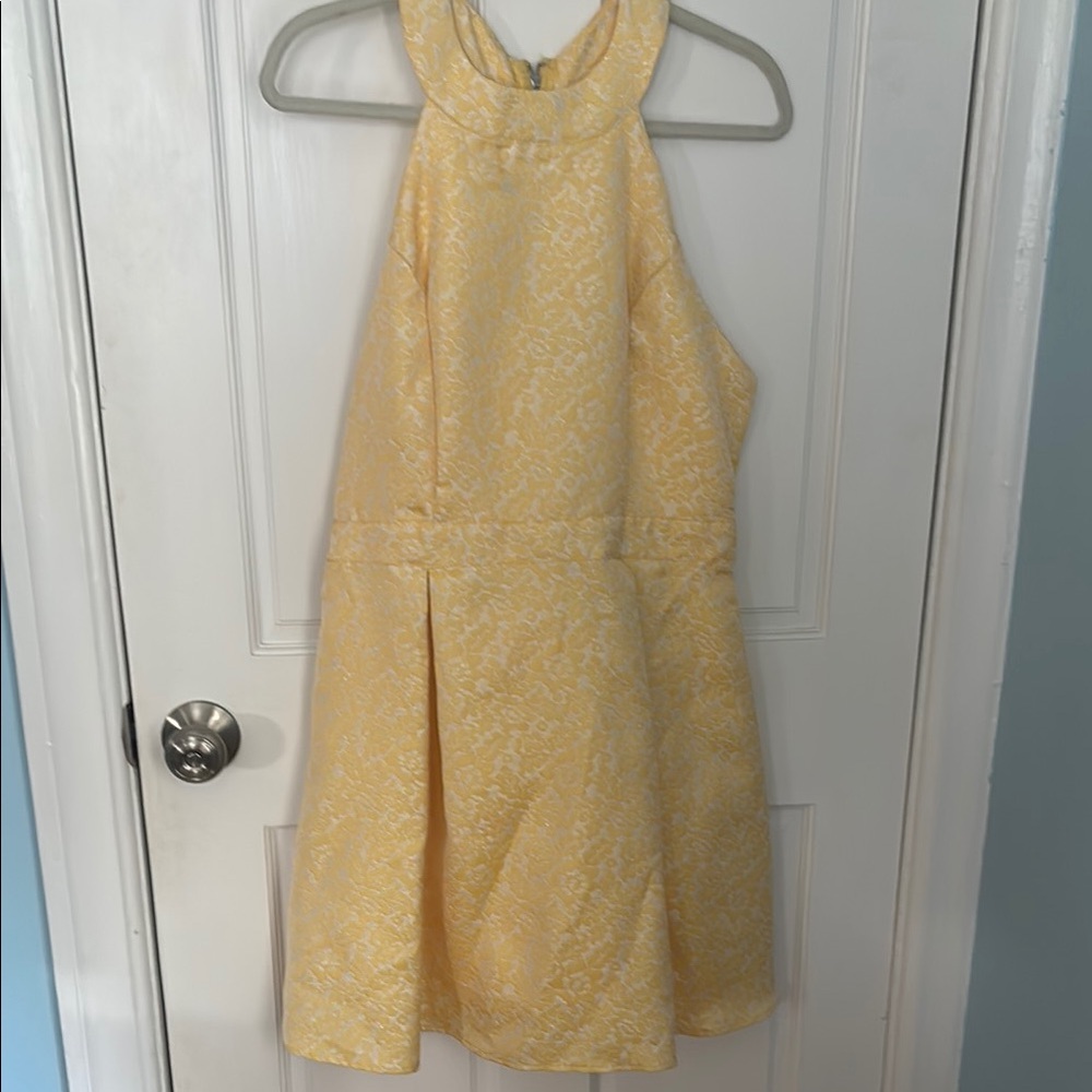 Kohl's Yellow Pleated Halter Mini Dress